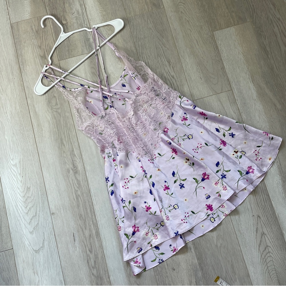 Victorias Secret Dress vintage floral lace slip mini Purple medium y2k femimine - Picture 5 of 5